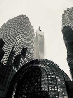 city buildings in black and white