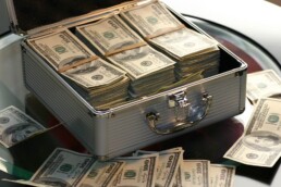 pile of cash in case