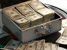 pile of cash in case
