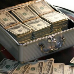 pile of cash in case