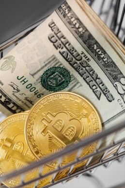 dollar cash and bitcoin phisical token