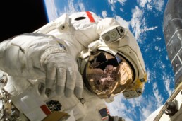 american astronaut in the space working on international space station