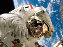 american astronaut in the space working on international space station