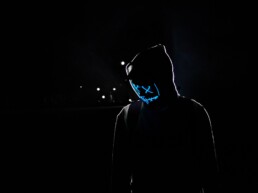 underground guy with neon mask