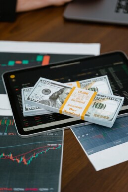 dollars on tablet