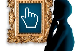 dark thinking figure in front of a piece of art in the crypto space