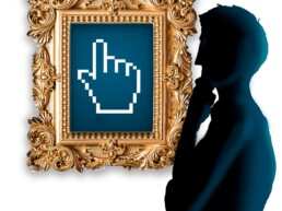 dark thinking figure in front of a piece of art in the crypto space